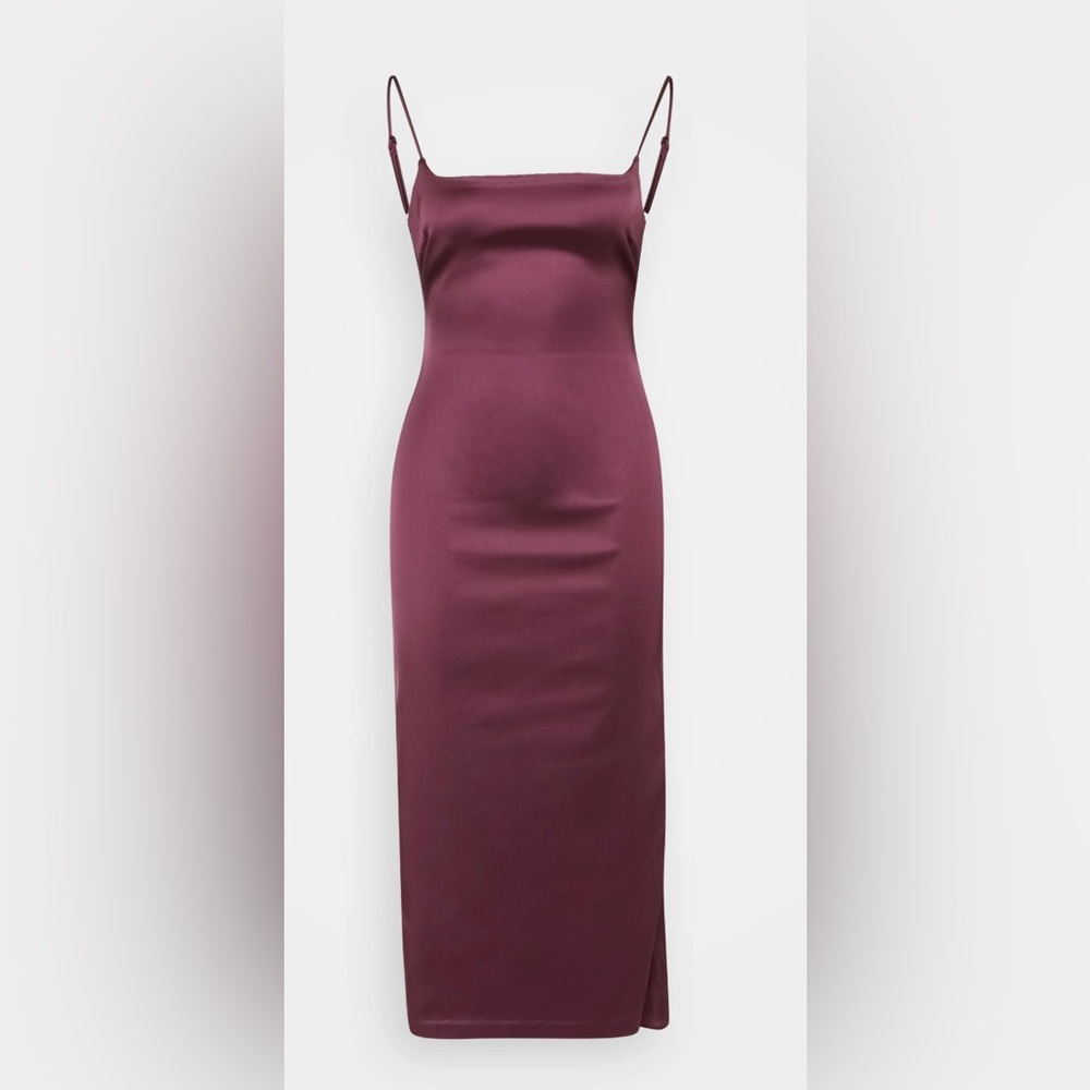 Abercrombie & Fitch Plum Satin Stretch Column Midi Dress Small NWOT